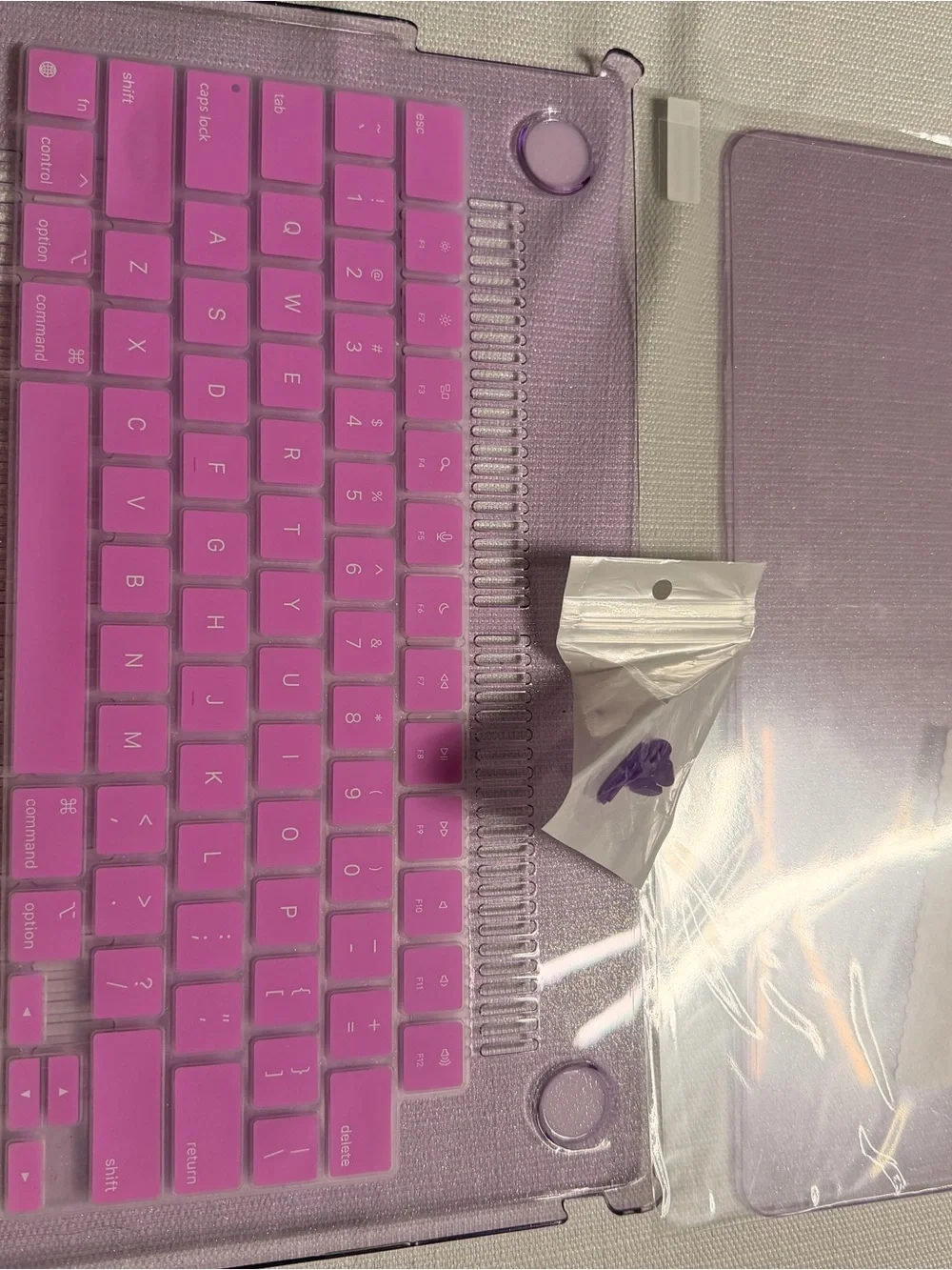 Purple MacBook Silicone Case + Pink Keyboard Cover & Screen Protector